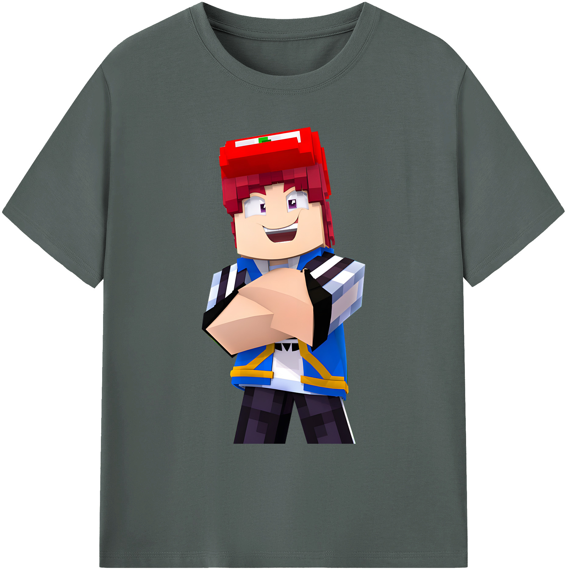 （画像用） マインクラフト ブロックの世界 Minecraft MC Block world 綿100％ メンズ半袖Tシャツ｜肌触りやわらか＆通気性